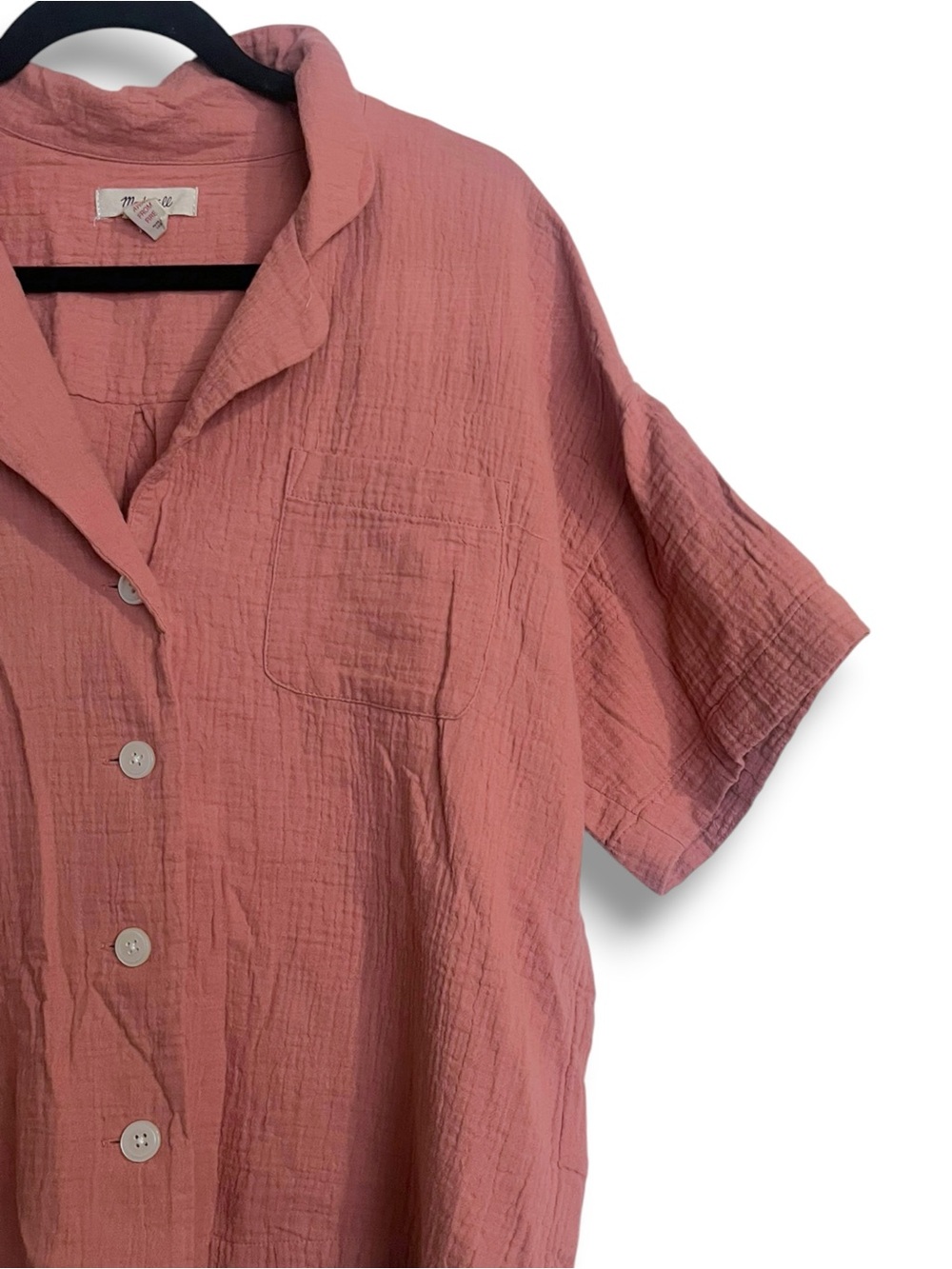 Madewell Dusty Rose Double Gauze Camp Shirt Button Front Boho Blouse Medium - Picture 4 of 7